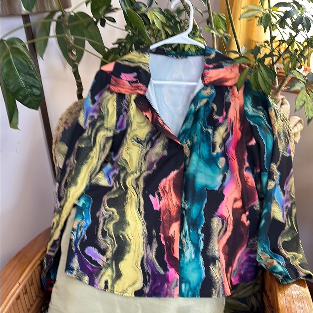 Vibrant Multicolor Abstract Blouse
